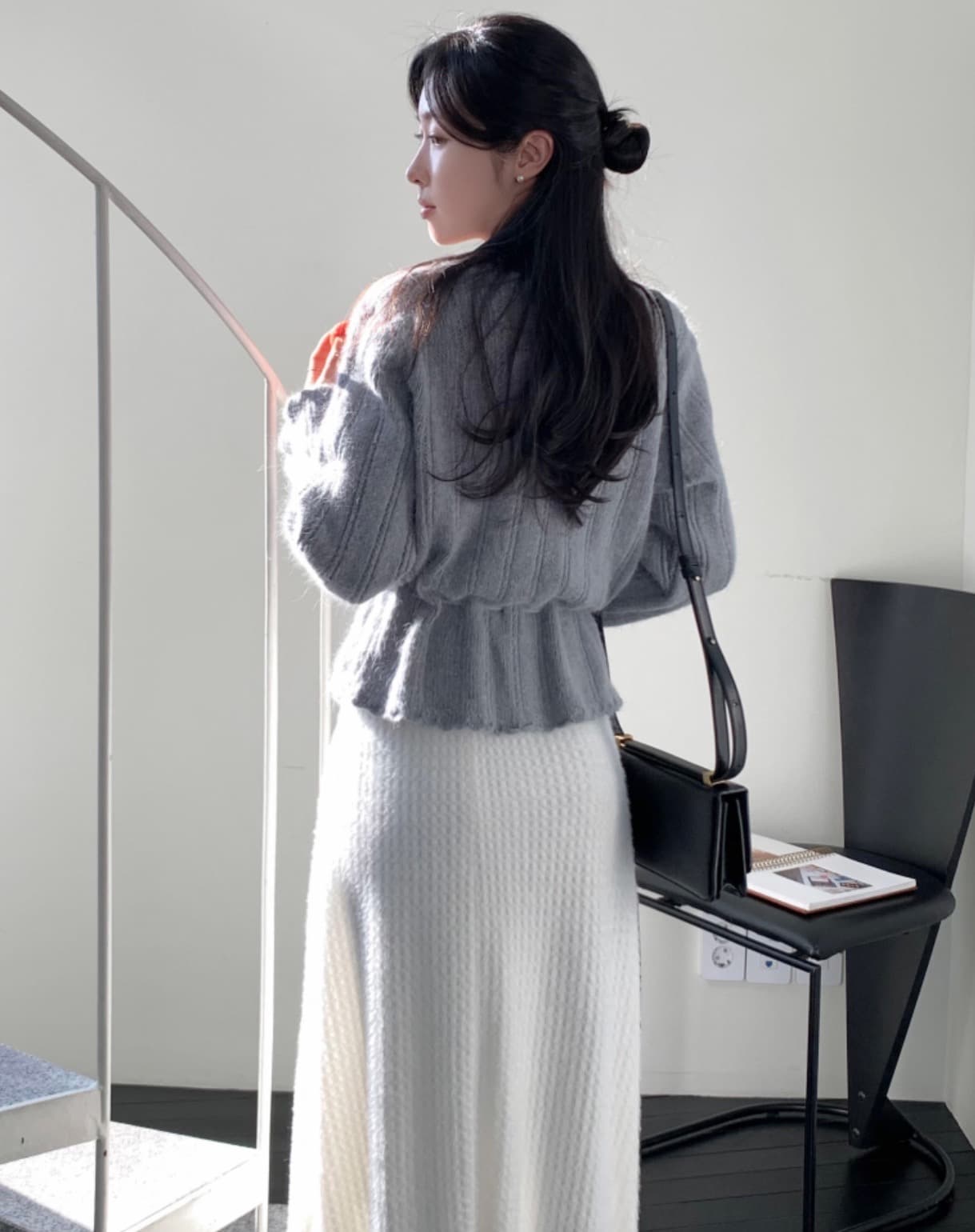 있음 선적 사이즈 업데이트 한국 chic 가을 새로운 ins 달콤함 V넥 허리 수축 레이스업 스웨터 상세 이미지 10