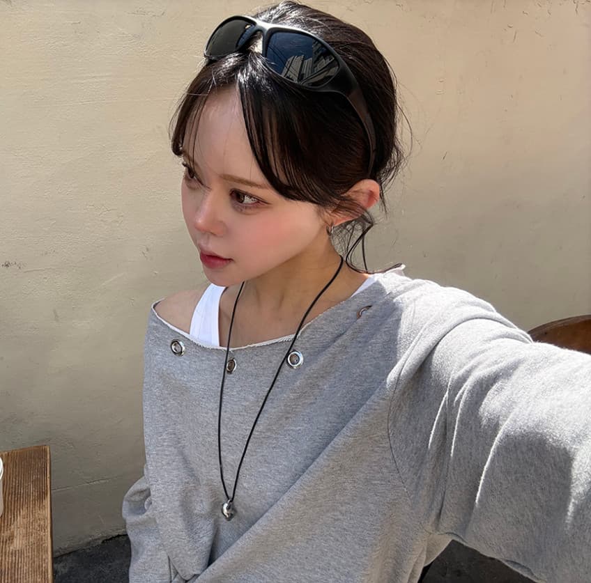 한국 chic 가을 새로운 ins 못 서클 버클 오프숄더 느슨함 센스 풀오버 스웨트셔츠 상세 이미지 36