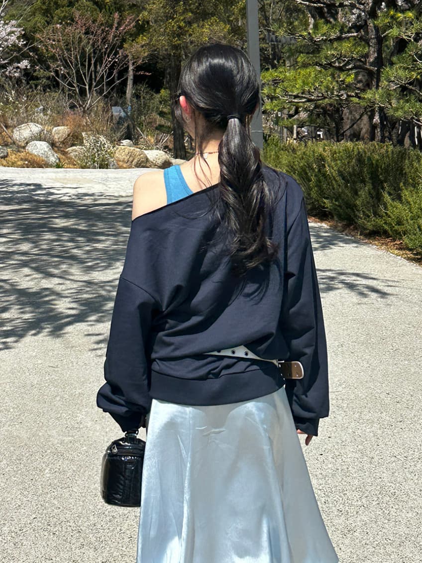 한국 chic 가을 새로운 ins 못 서클 버클 오프숄더 느슨함 센스 풀오버 스웨트셔츠 상세 이미지 39