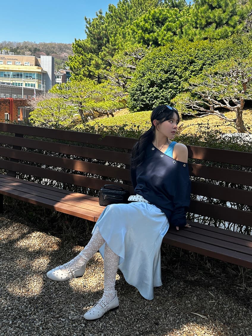 한국 chic 가을 새로운 ins 못 서클 버클 오프숄더 느슨함 센스 풀오버 스웨트셔츠 상세 이미지 71