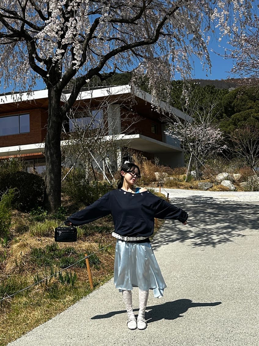 한국 chic 가을 새로운 ins 못 서클 버클 오프숄더 느슨함 센스 풀오버 스웨트셔츠 상세 이미지 74