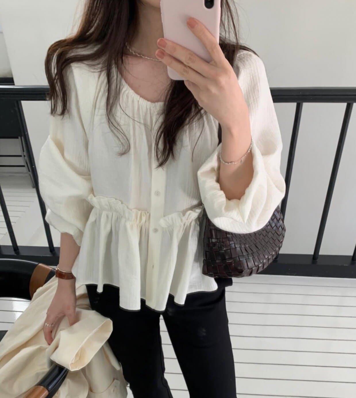 있음 선적 사이즈 업데이트 한국 chic 가을 새로운 프랑스식 품격 미니멀리즘 셔츠