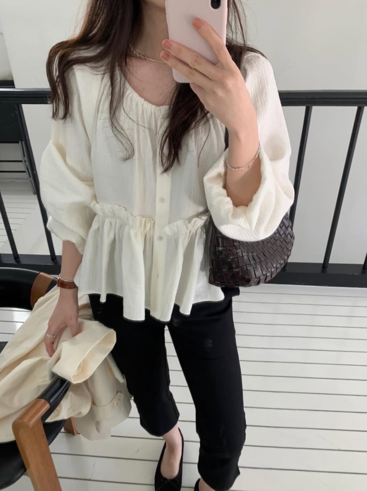 있음 선적 사이즈 업데이트 한국 chic 가을 새로운 프랑스식 품격 미니멀리즘 셔츠 상세 이미지 6
