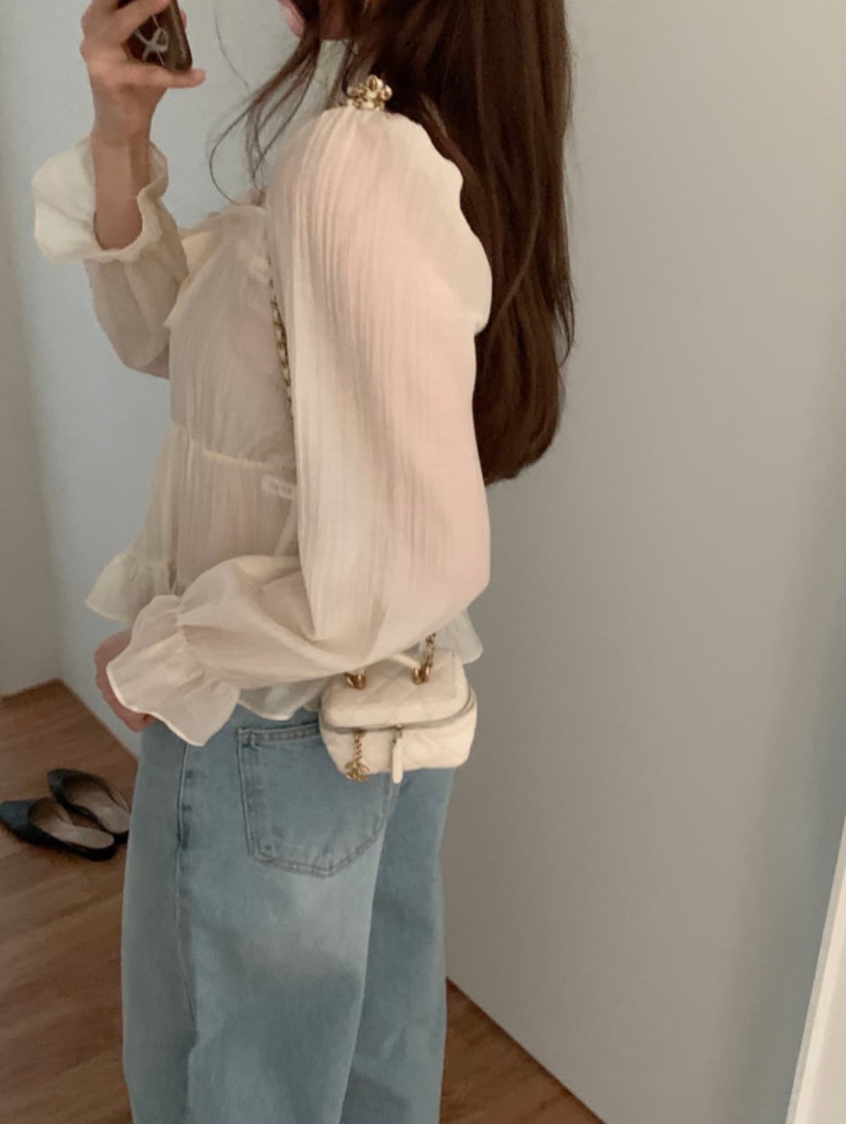 있음 선적 사이즈 업데이트 한국 chic 가을 새로운 달콤함 레이스 부드러운 바람 셔츠 상세 이미지 19