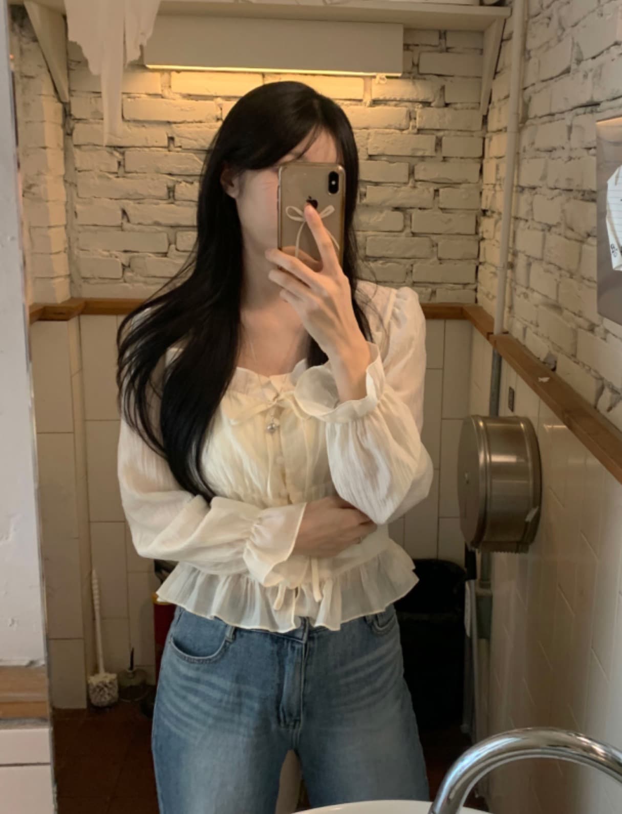 있음 선적 사이즈 업데이트 한국 chic 가을 새로운 달콤함 레이스 부드러운 바람 셔츠 상세 이미지 23