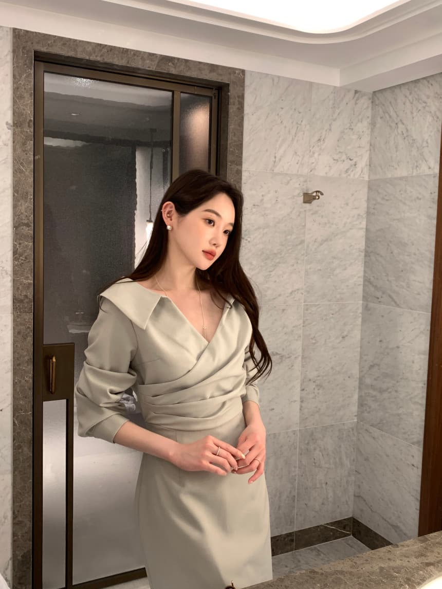 있음 선적 사이즈 업데이트 chic 가을 프랑스식 폴로 칼라 허리 수축 거품 소매 여성 드레스 우아함 레이스업 롱 스커트 상세 이미지 22