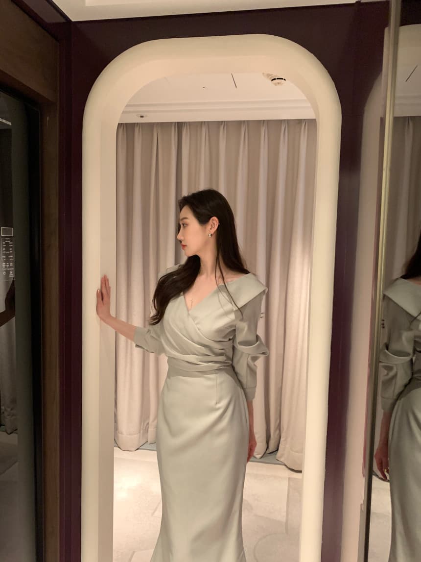 있음 선적 사이즈 업데이트 chic 가을 프랑스식 폴로 칼라 허리 수축 거품 소매 여성 드레스 우아함 레이스업 롱 스커트 상세 이미지 23