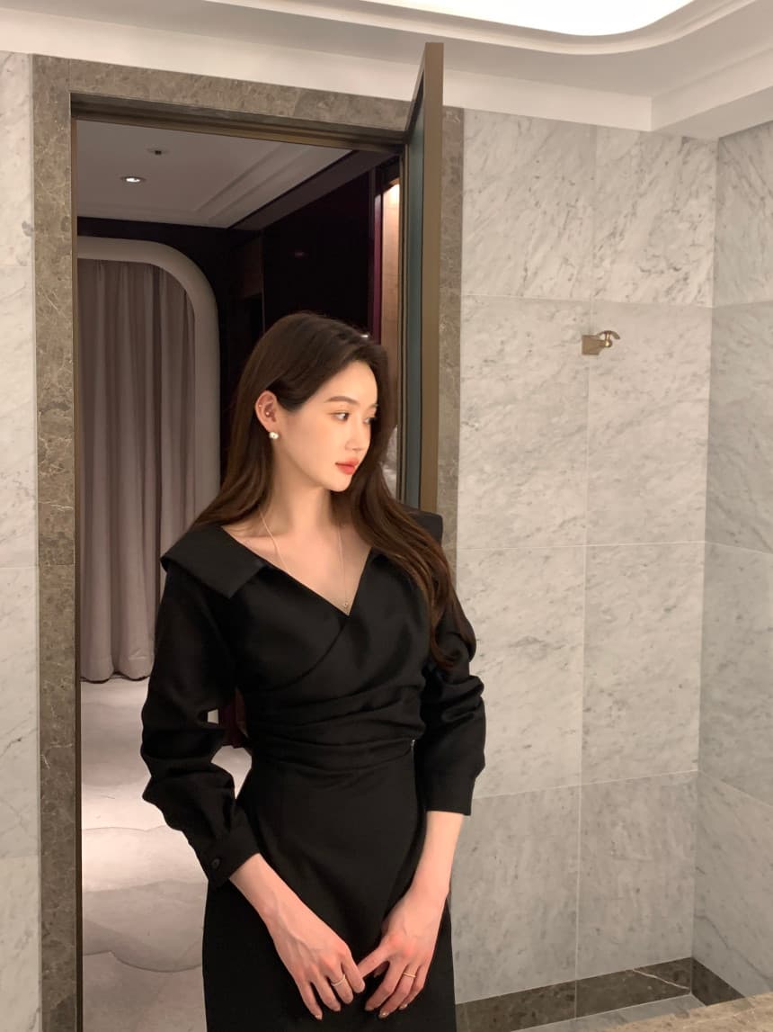 있음 선적 사이즈 업데이트 chic 가을 프랑스식 폴로 칼라 허리 수축 거품 소매 여성 드레스 우아함 레이스업 롱 스커트 상세 이미지 27