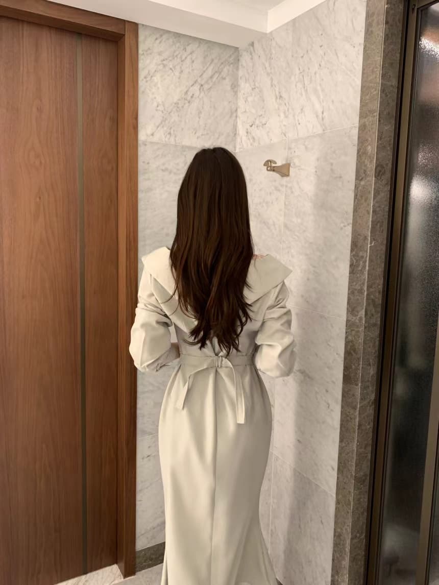 있음 선적 사이즈 업데이트 chic 가을 프랑스식 폴로 칼라 허리 수축 거품 소매 여성 드레스 우아함 레이스업 롱 스커트 상세 이미지 32