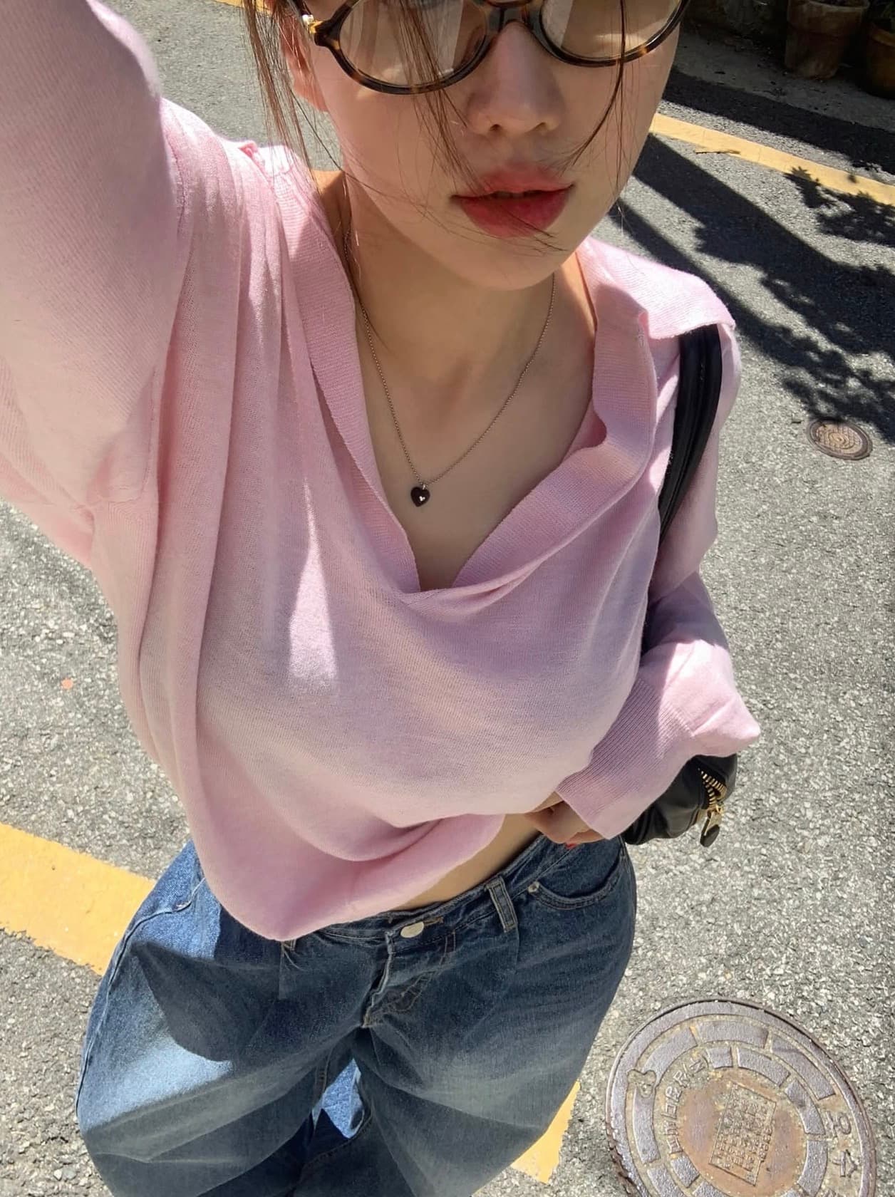 있음 선적 사이즈 업데이트 한국 chic 가을 새로운 한 부서 부드러운 바람 폴로 칼라 미니멀리즘 다용도 긴 소매 셔츠