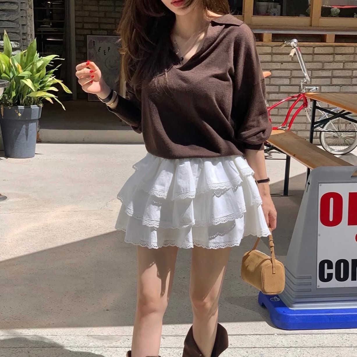 있음 선적 사이즈 업데이트 한국 chic 가을 새로운 한 부서 부드러운 바람 폴로 칼라 미니멀리즘 다용도 긴 소매 셔츠 이미지 3