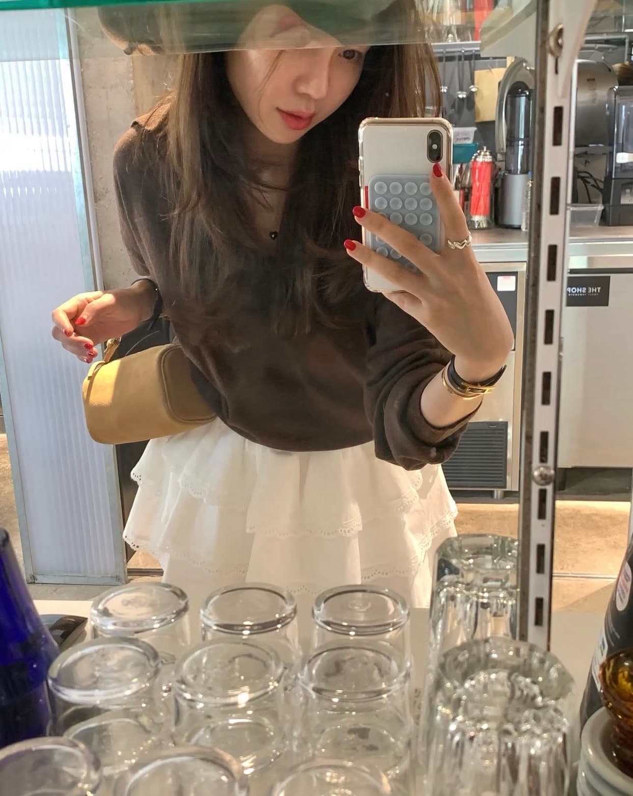 있음 선적 사이즈 업데이트 한국 chic 가을 새로운 한 부서 부드러운 바람 폴로 칼라 미니멀리즘 다용도 긴 소매 셔츠 상세 이미지 2