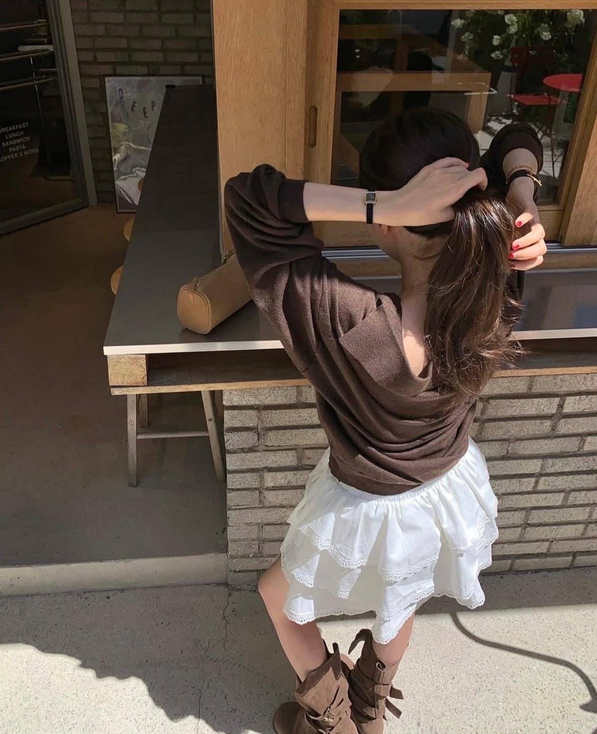 있음 선적 사이즈 업데이트 한국 chic 가을 새로운 한 부서 부드러운 바람 폴로 칼라 미니멀리즘 다용도 긴 소매 셔츠 상세 이미지 6