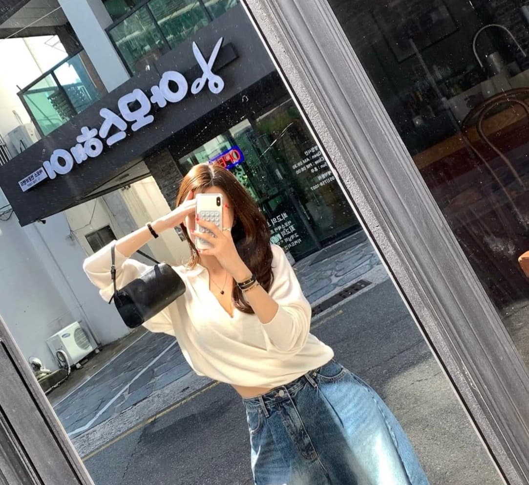 있음 선적 사이즈 업데이트 한국 chic 가을 새로운 한 부서 부드러운 바람 폴로 칼라 미니멀리즘 다용도 긴 소매 셔츠 상세 이미지 7
