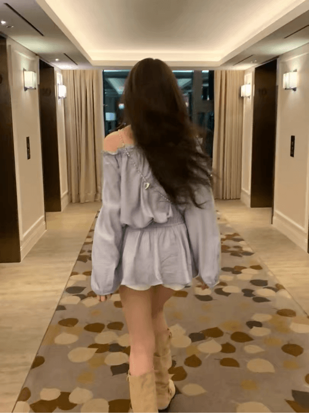 있음 선적 사이즈 업데이트 한국 chic 가을 새로운 디자인 센스 프릴 오프숄더 스트랩 달콤함 드레스 상세 이미지 9