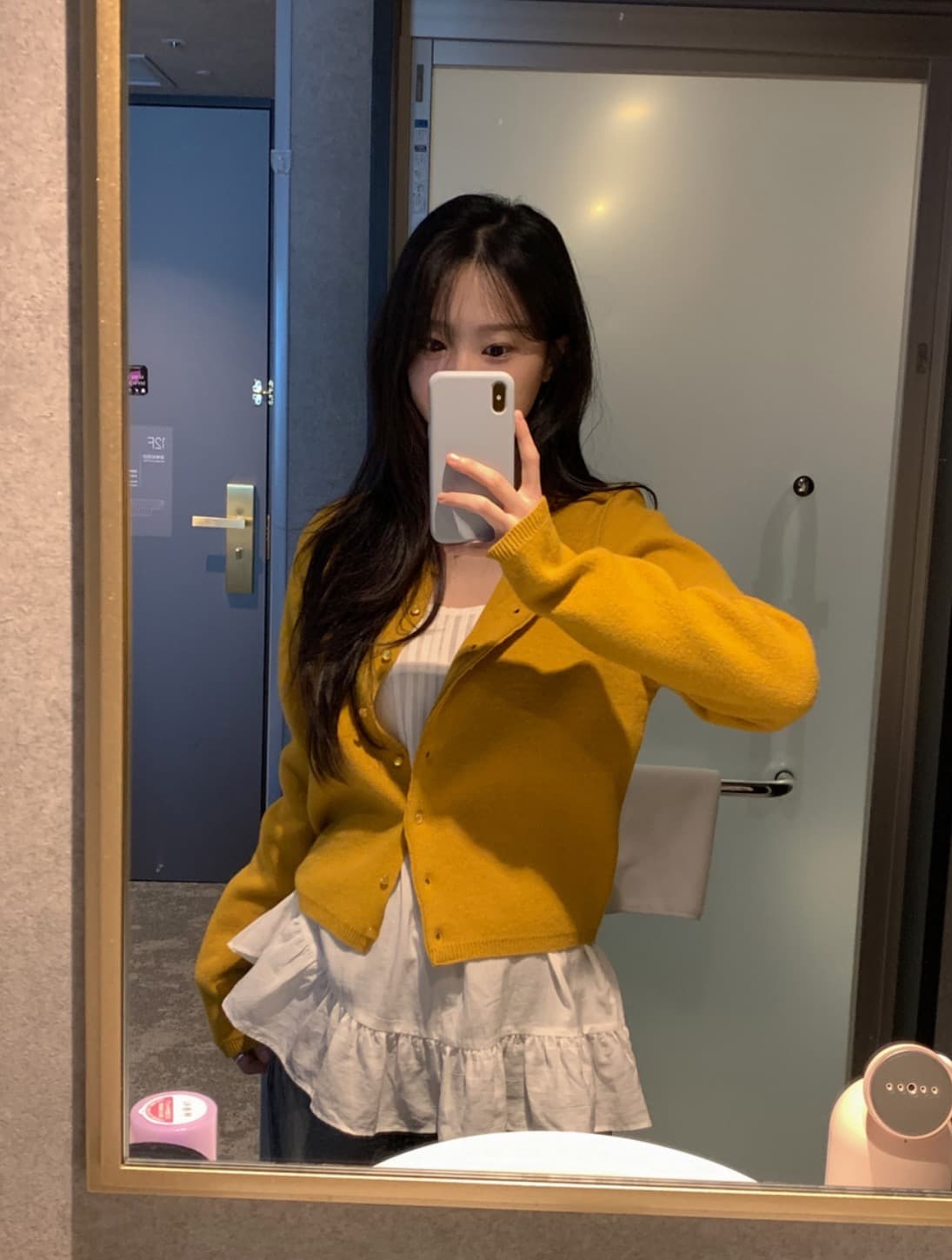 있음 선적 사이즈 업데이트 한국 chic 가을 새로운 주름 칼라 길다 레이스 치마 긴팔 백 잡아라. 의류 상세 이미지 14