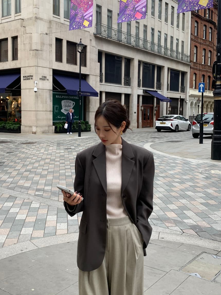 있음 선적 사이즈 업데이트 한국 chic 가을 겨울 새로운 레트로 미니멀리즘 루즈핏 캐주얼 블레이저 상세 이미지 13