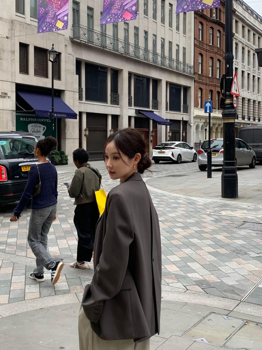 있음 선적 사이즈 업데이트 한국 chic 가을 겨울 새로운 레트로 미니멀리즘 루즈핏 캐주얼 블레이저 상세 이미지 14