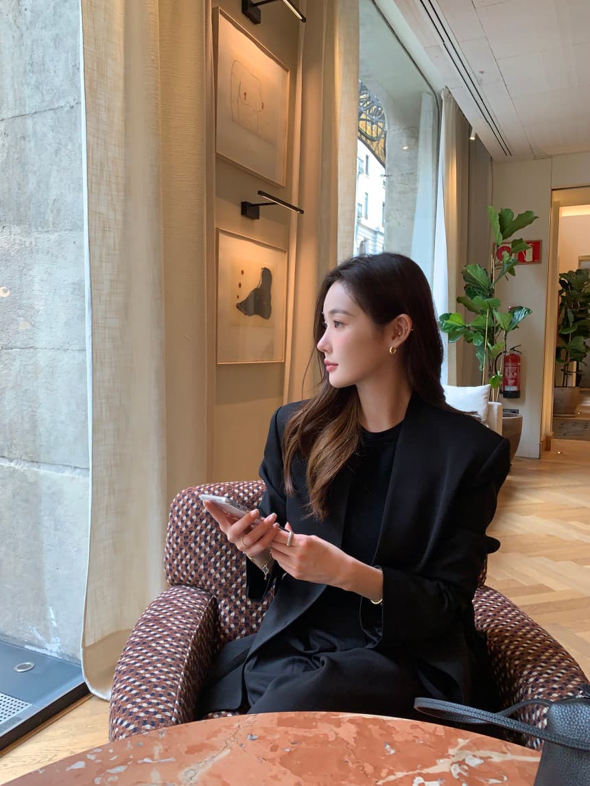 있음 선적 사이즈 업데이트 한국 chic 가을 겨울 새로운 레트로 미니멀리즘 루즈핏 캐주얼 블레이저 상세 이미지 27