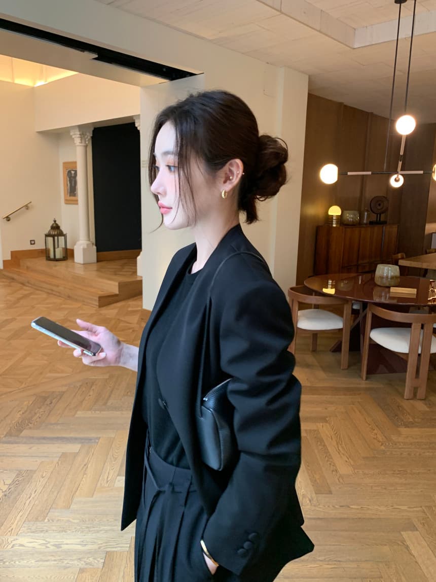 있음 선적 사이즈 업데이트 한국 chic 가을 겨울 새로운 레트로 미니멀리즘 루즈핏 캐주얼 블레이저 상세 이미지 33