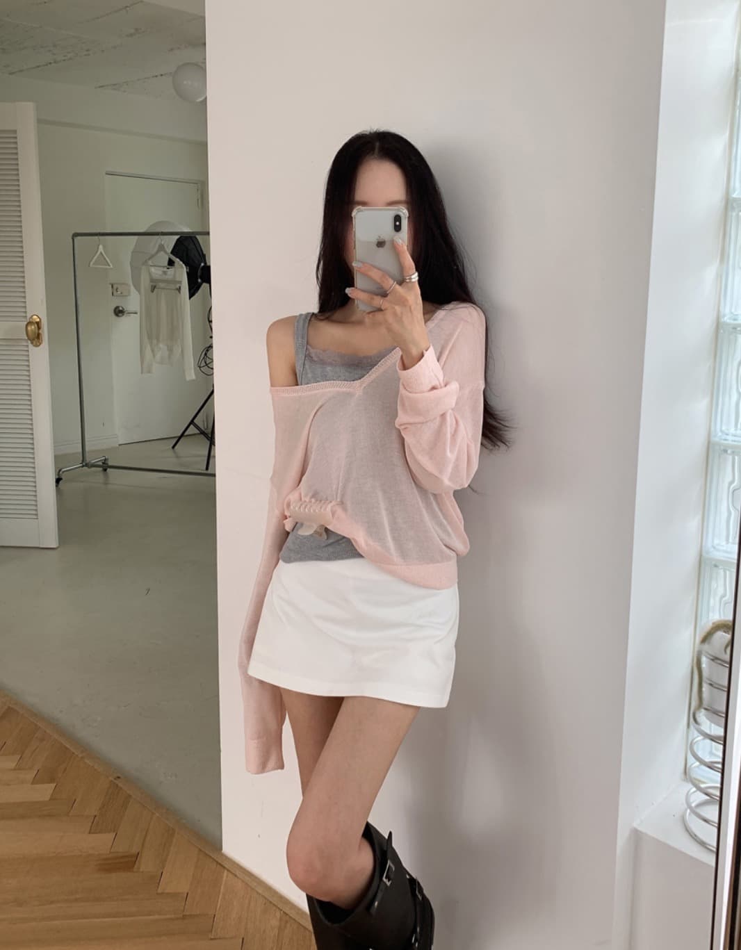 있음 선적 사이즈 업데이트 한국 chic 가을 새로운 ins 마이크로 ~을 통해 얇은 스타일 V넥 자외선 차단 긴팔 니트 스웨터 상세 이미지 8