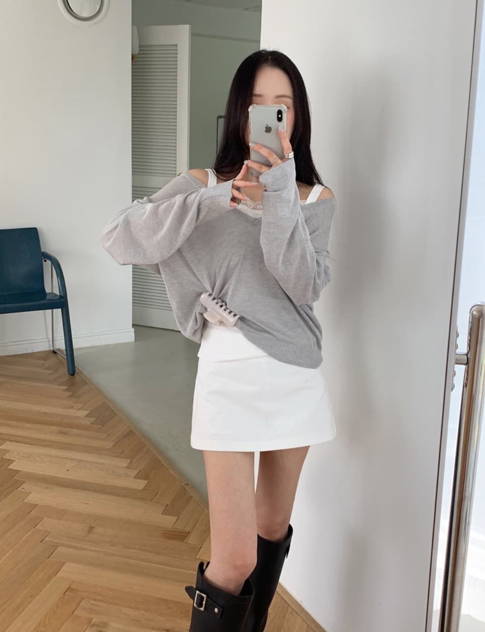 있음 선적 사이즈 업데이트 한국 chic 가을 새로운 ins 마이크로 ~을 통해 얇은 스타일 V넥 자외선 차단 긴팔 니트 스웨터 상세 이미지 21