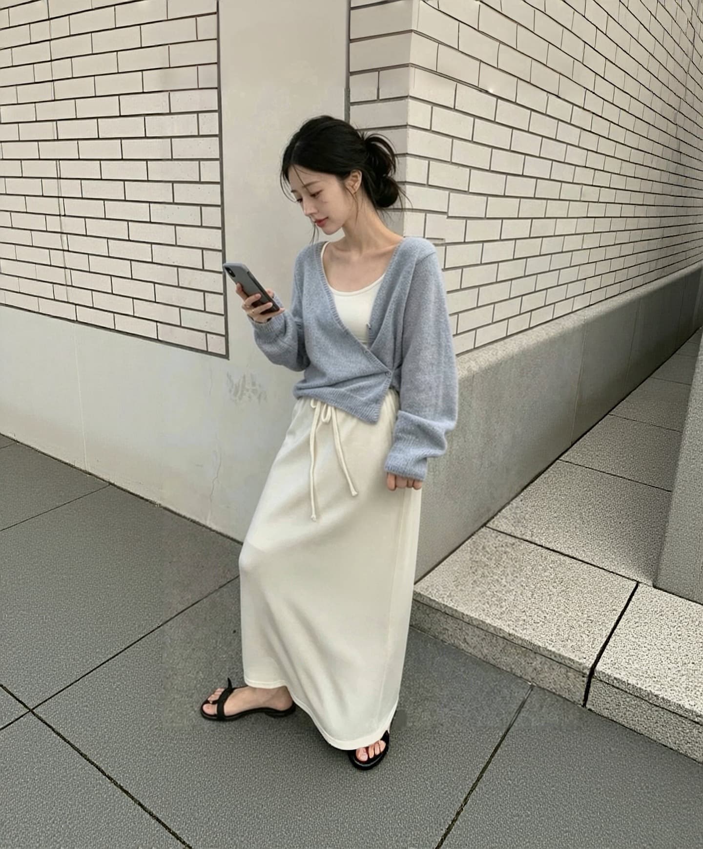 있음 선적 한국 chic 가을 새로운 경 사진 버클 다용도 긴팔 니트 스웨터 상세 이미지 5