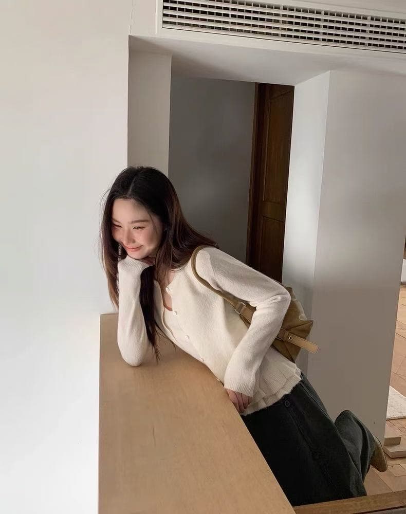 있음 선적 한국 chic 가을 새로운 슬립 레이스 단추 오픈 가디건 투피스 세트 상세 이미지 16