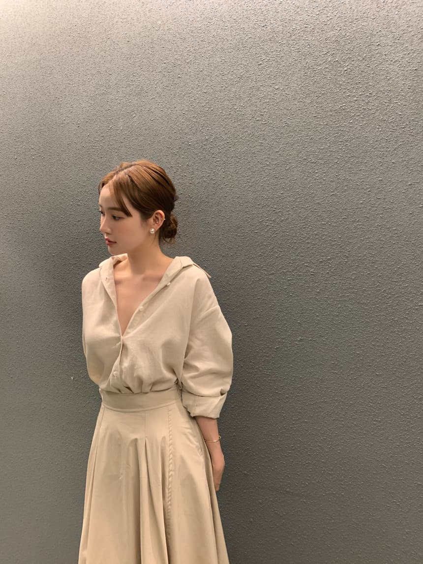 있음 선적 사이즈 업데이트 한국 chic 가을 폴로 칼라 품격 긴팔 셔츠 상세 이미지 2