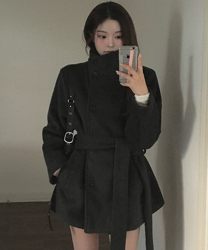 한국 chic 겨울 플러스 면 두꺼운 단추 부서 벨트 보온 재킷 상세 이미지 3