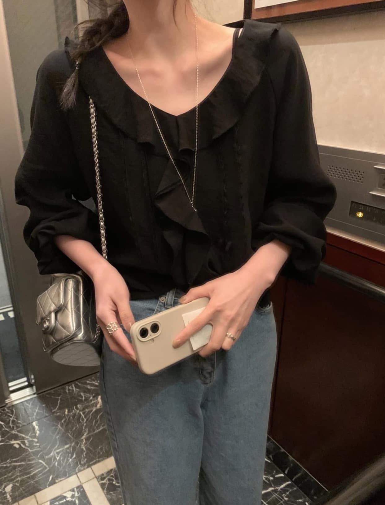 있음 선적 사이즈 업데이트 한국 chic 가을 새로운 레이스 칼라 달콤함 다용도 셔츠 상세 이미지 9