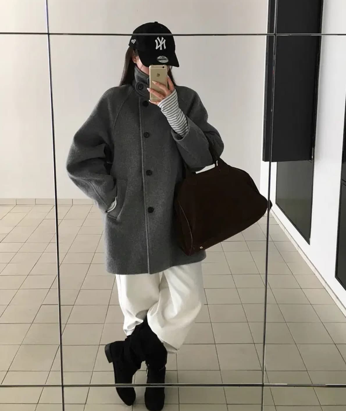 한국 chic 겨울 새로운 스탠드 칼라 플러스 면 두꺼운 느긋한 루즈핏 외투 이미지 2