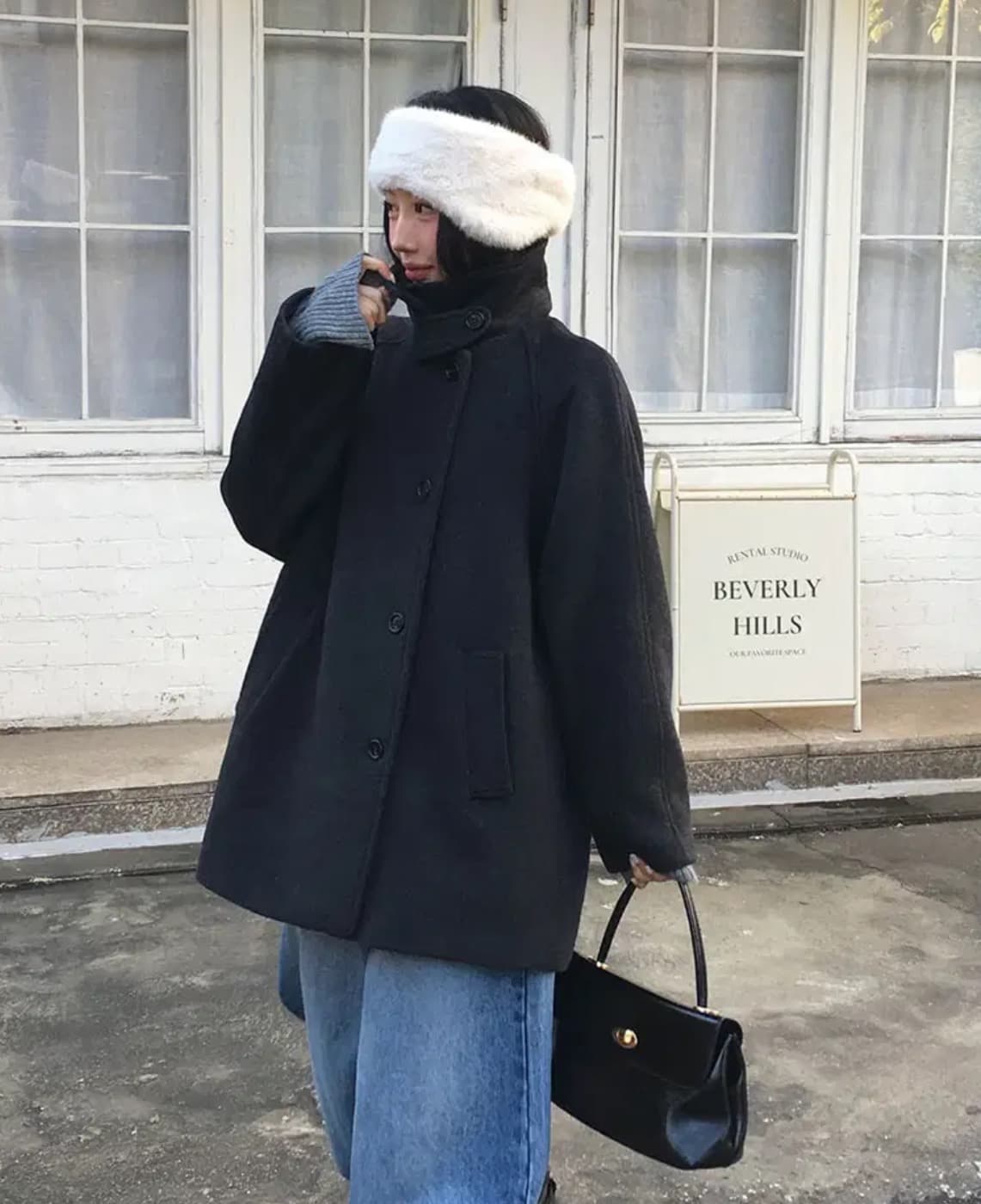 한국 chic 겨울 새로운 스탠드 칼라 플러스 면 두꺼운 느긋한 루즈핏 외투 이미지 3