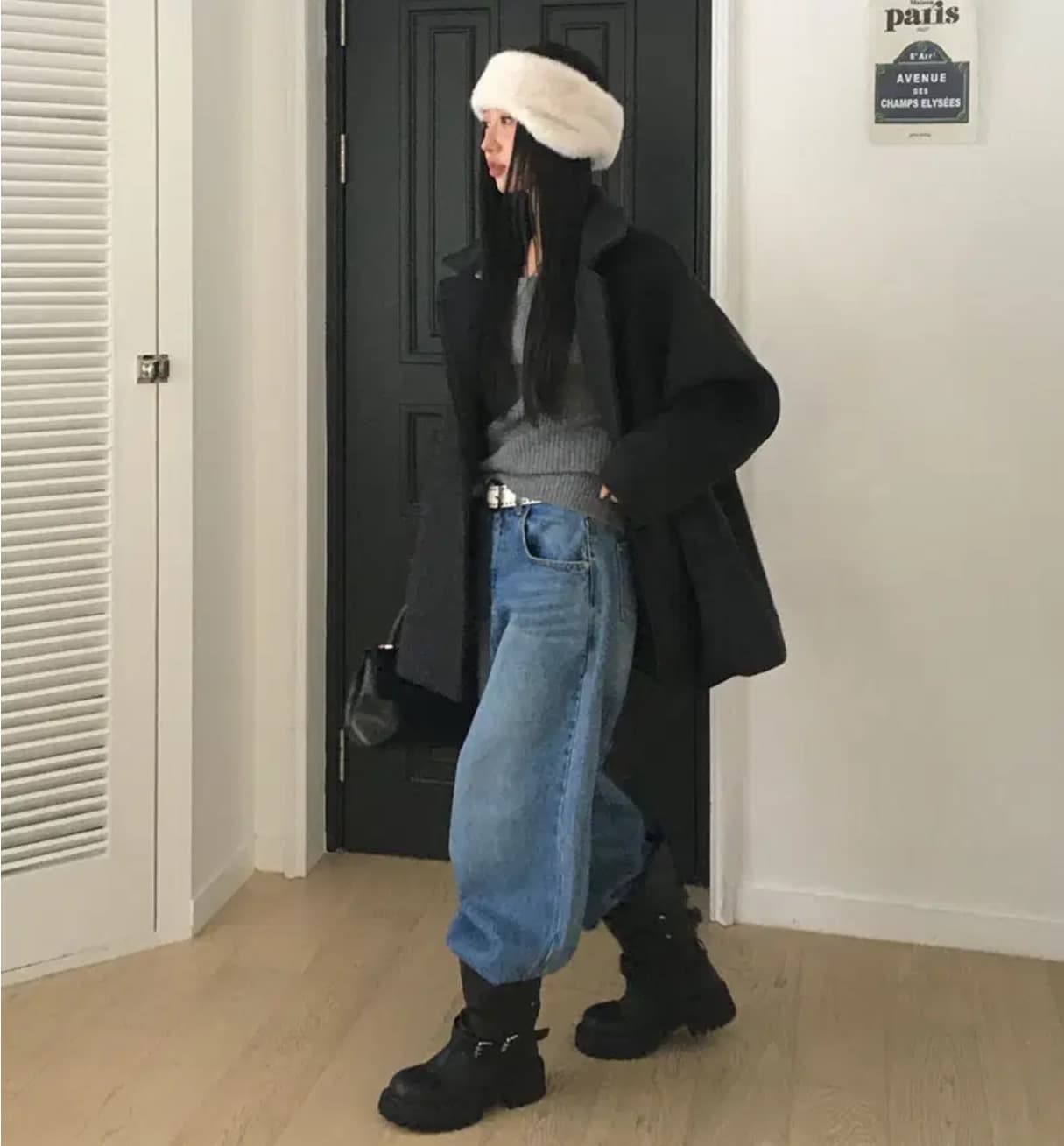 한국 chic 겨울 새로운 스탠드 칼라 플러스 면 두꺼운 느긋한 루즈핏 외투 상세 이미지 28