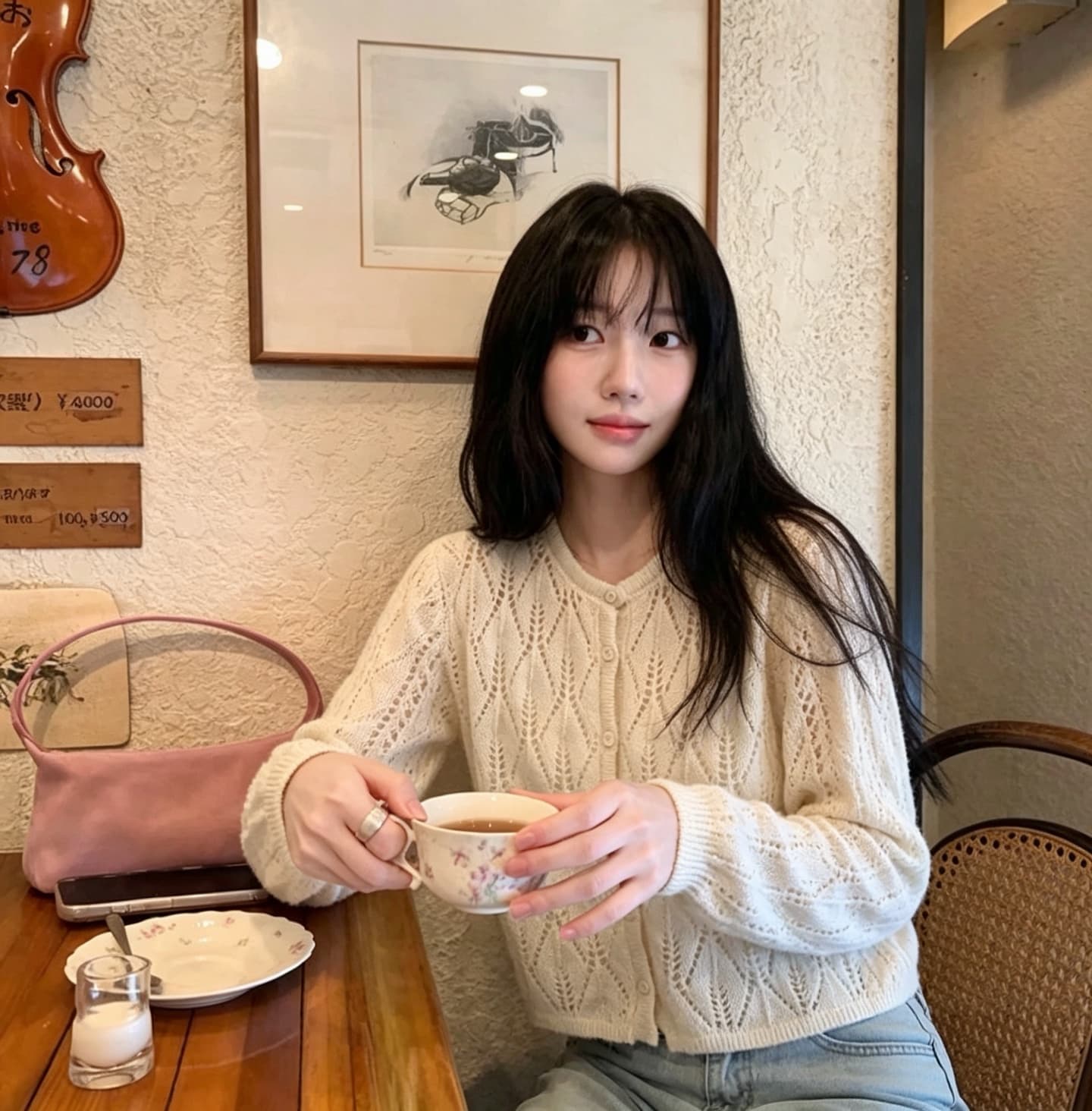 있음 선적 한국 chic 가을 새로운 ins 품격 홀로우 아웃 달콤함 니트 카디건 코트 상세 이미지 20