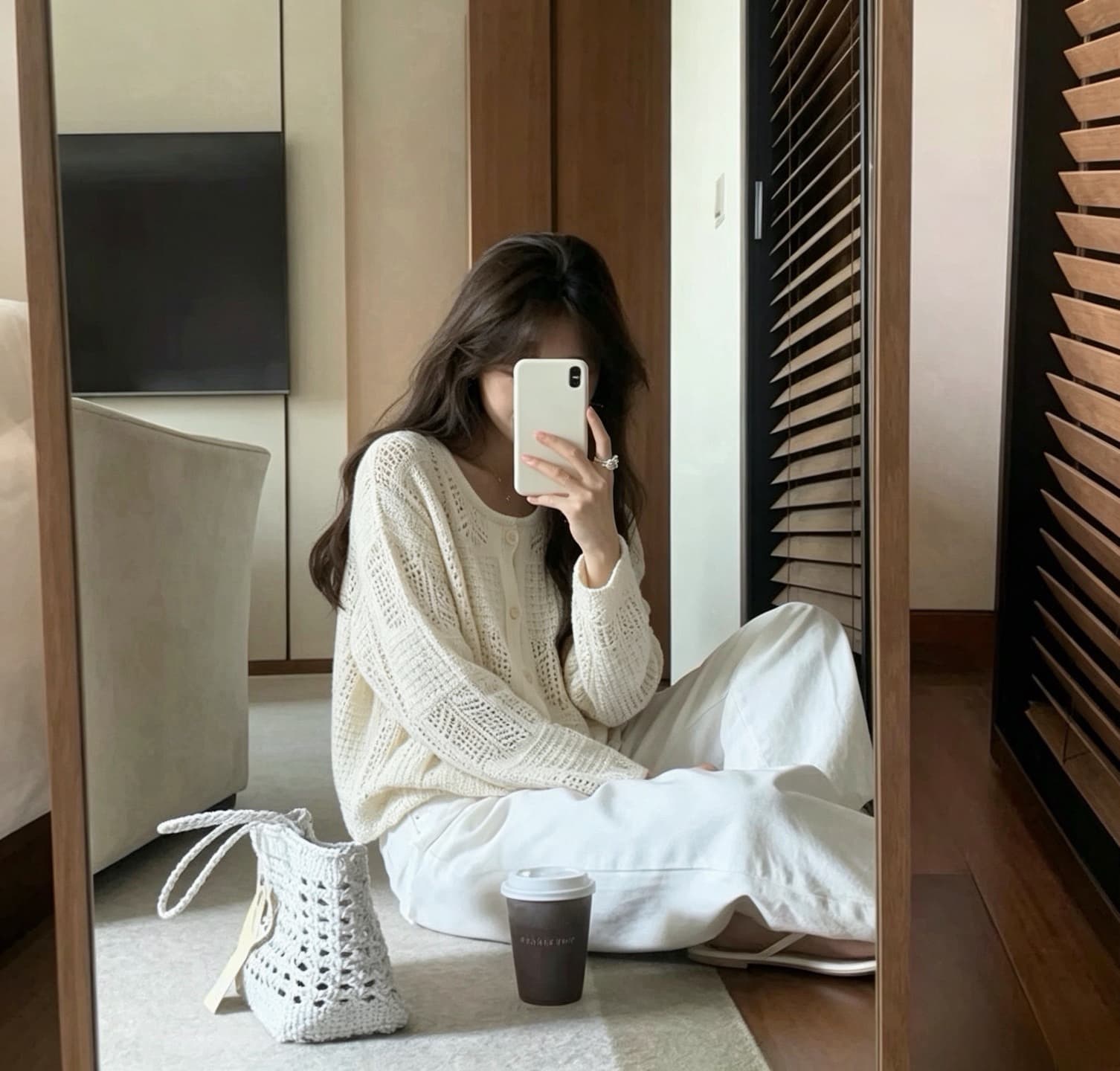 있음 선적 한국 chic 가을 새로운 달콤함 홀로우 아웃 니트 카디건 코트 상세 이미지 10