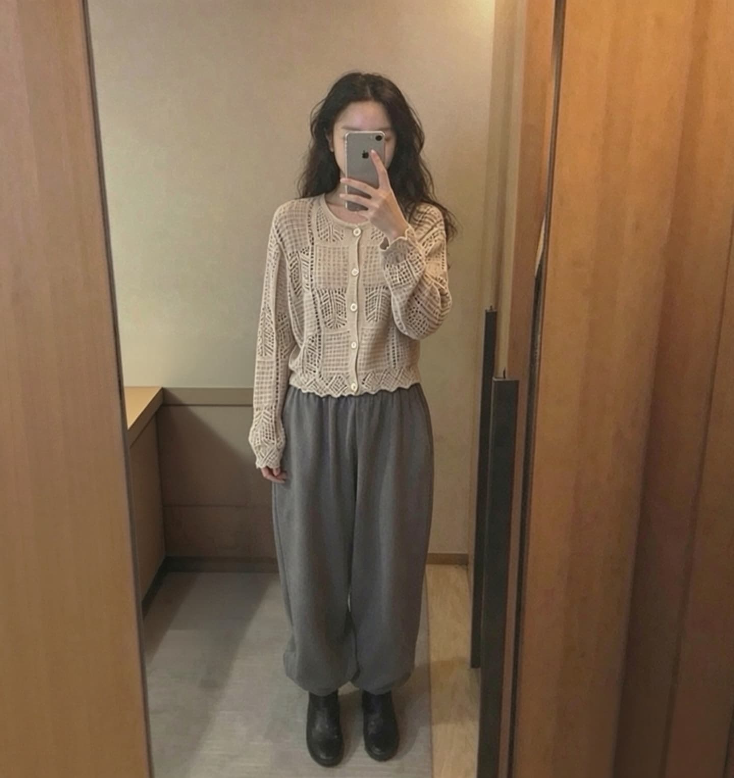 있음 선적 한국 chic 가을 새로운 달콤함 홀로우 아웃 니트 카디건 코트 상세 이미지 15