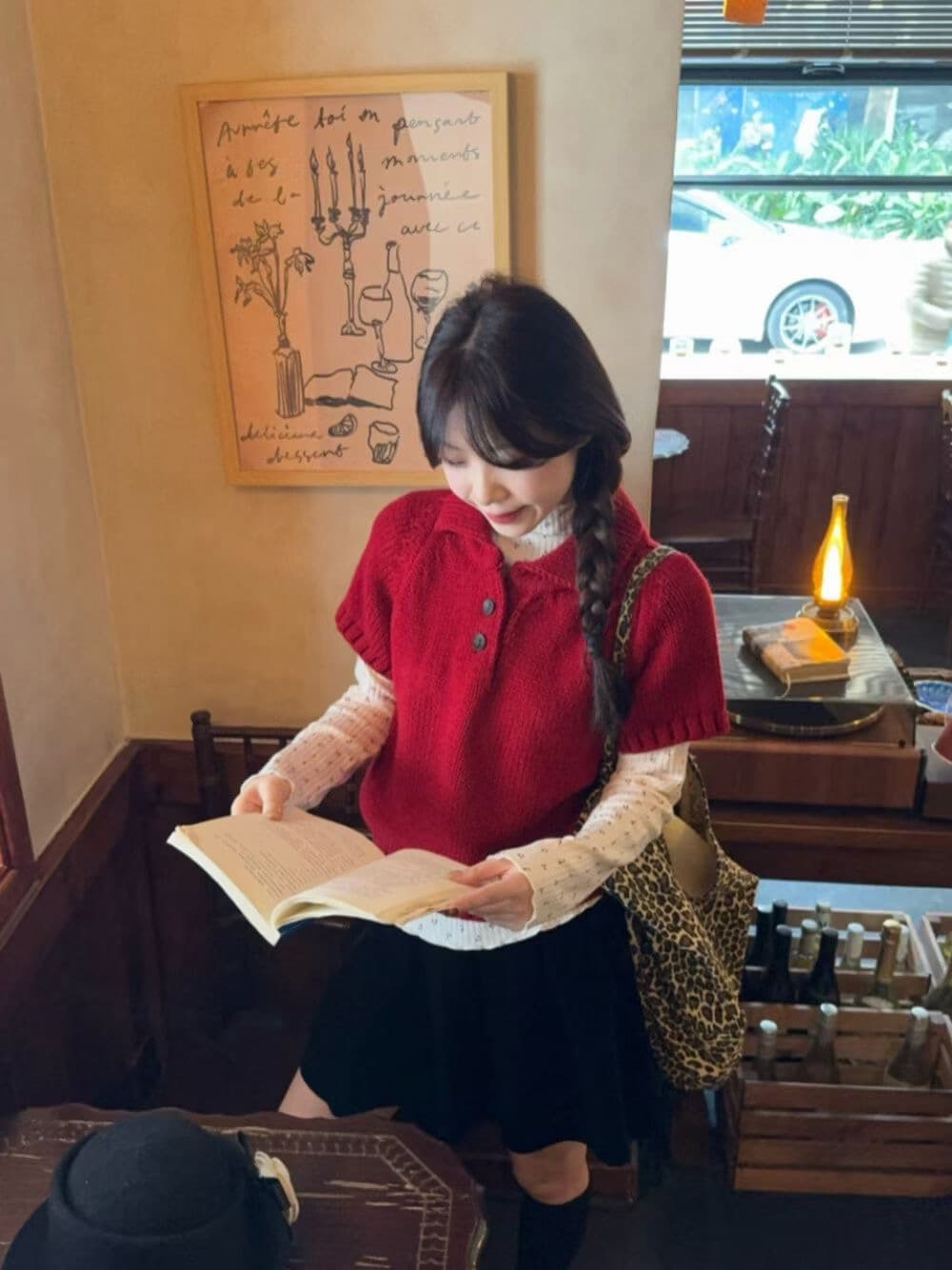 있음 선적 한국 chic 가을 새로운 폴로 칼라 다용도 반팔 니트 스웨터 상세 이미지 42