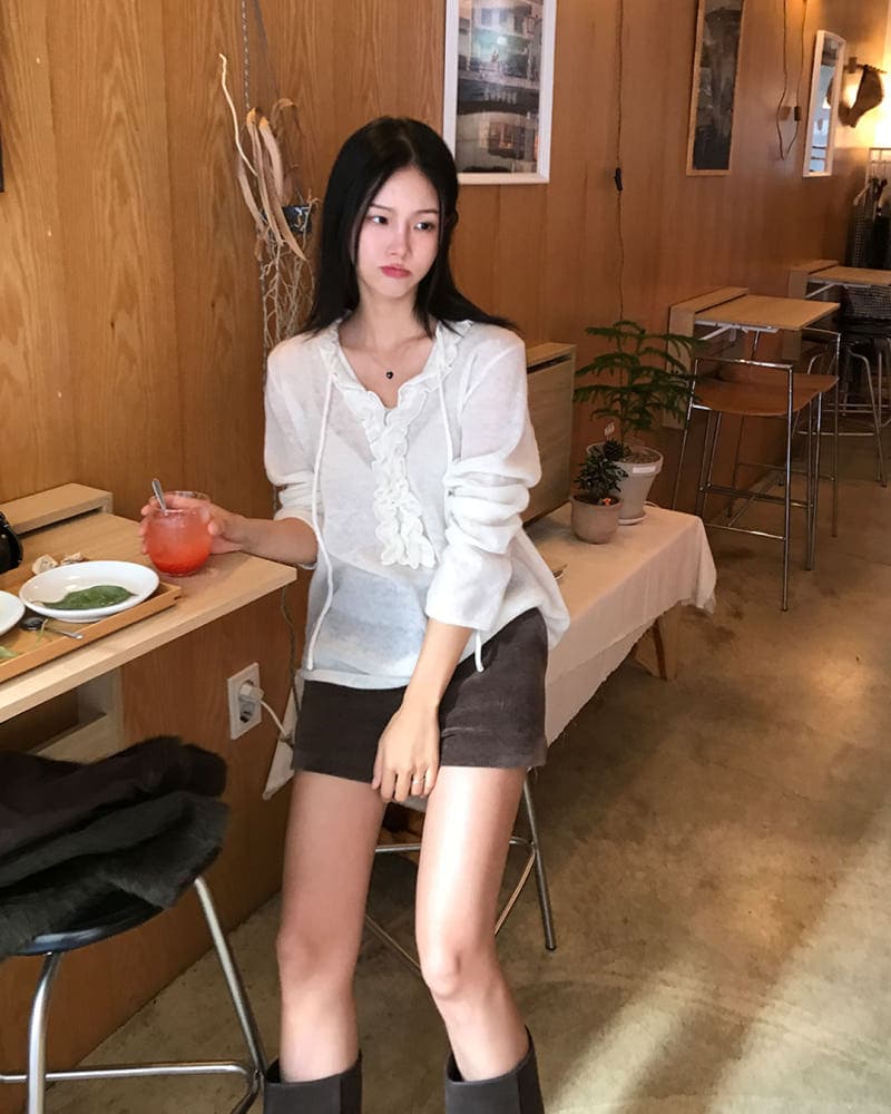있음 선적 사이즈 업데이트 한국 chic 가을 새로운 한 부서 목이버섯 레이스 칼라 리본 다용도 니트 스웨터 상세 이미지 2