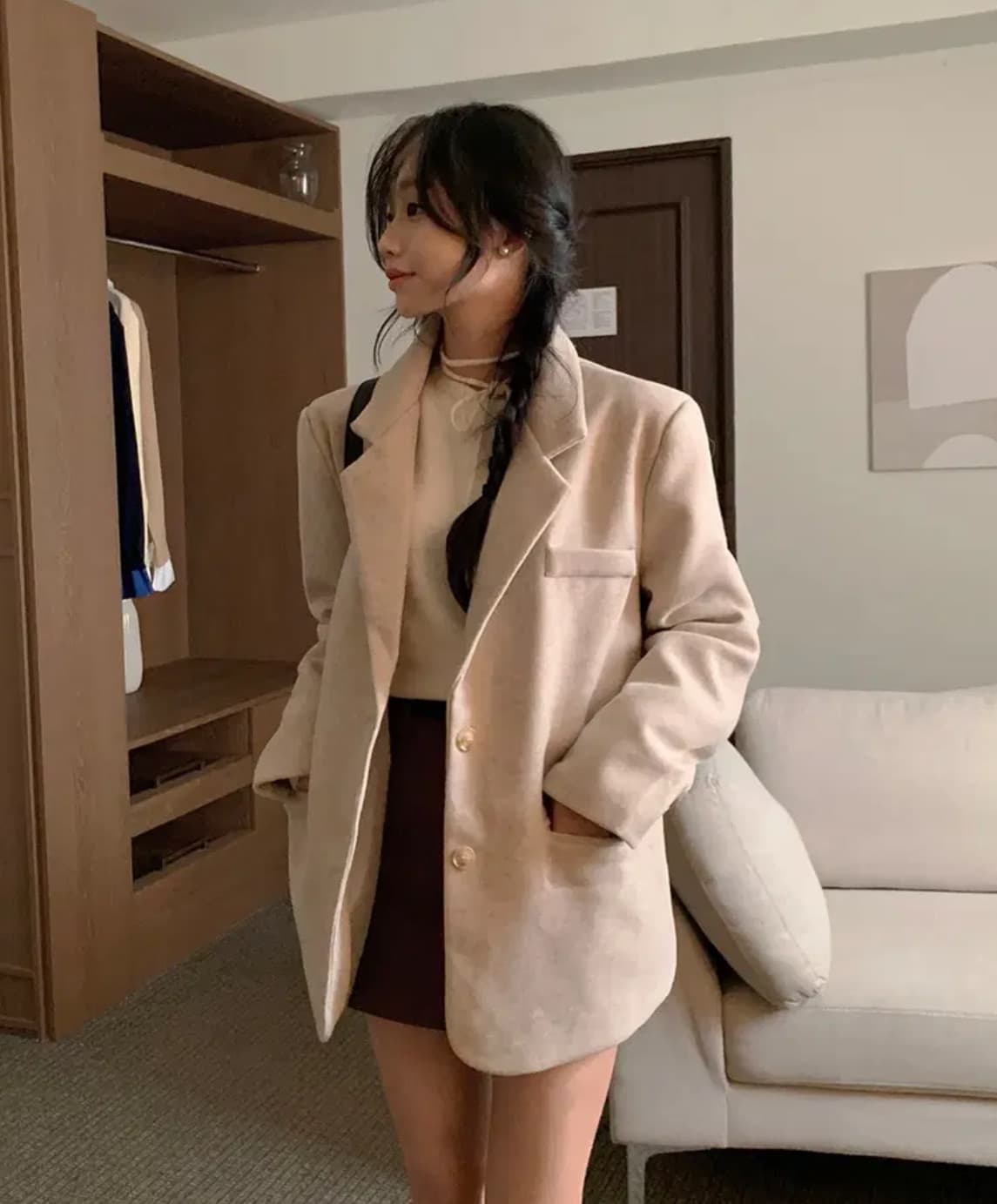 한국 chic 가을 겨울 새로운 ins 품격 고급 센스 두꺼운 긴팔 뭐라구? 블레이저 이미지 2