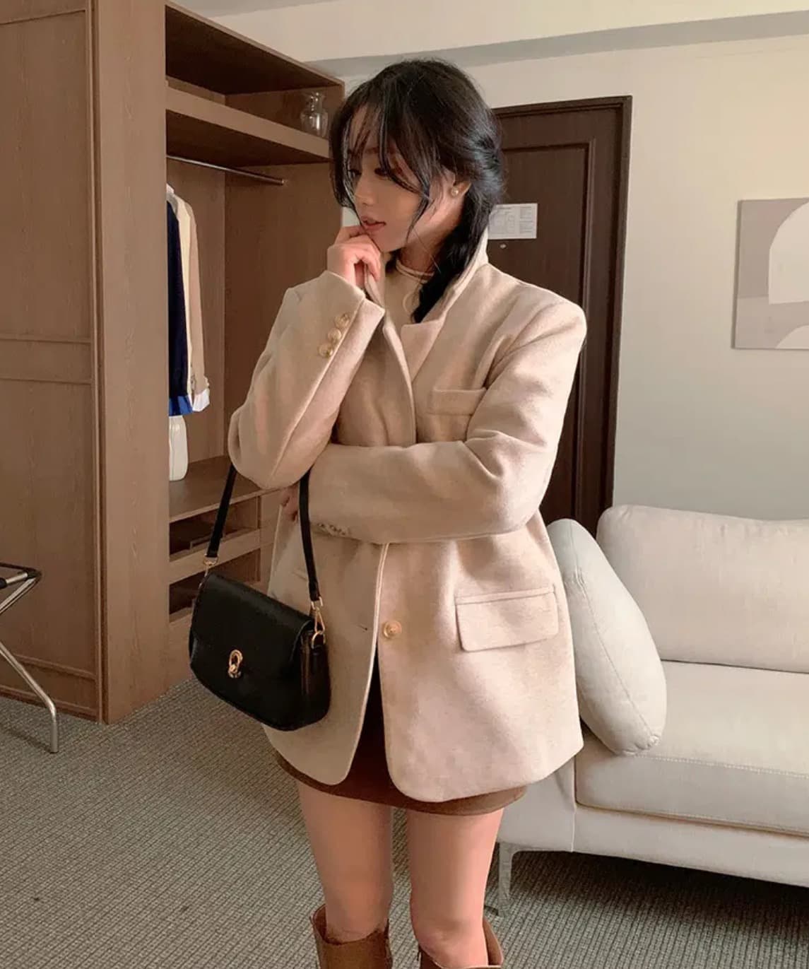 한국 chic 가을 겨울 새로운 ins 품격 고급 센스 두꺼운 긴팔 뭐라구? 블레이저 상세 이미지 32