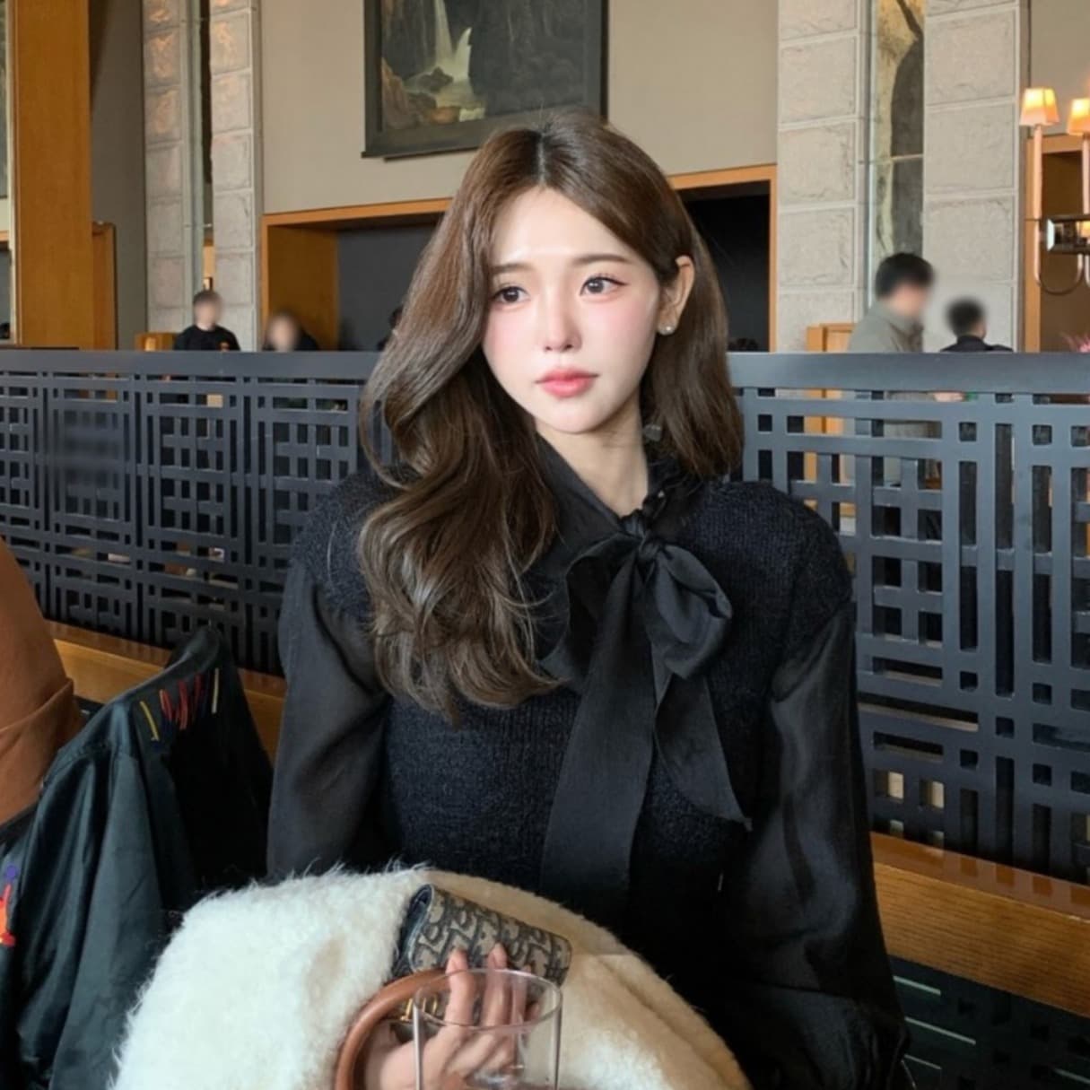 있음 선적 사이즈 업데이트 한국 chic 가을 새로운 ins 달콤함 레이스업 나비 매듭 긴팔 셔츠 이미지 5