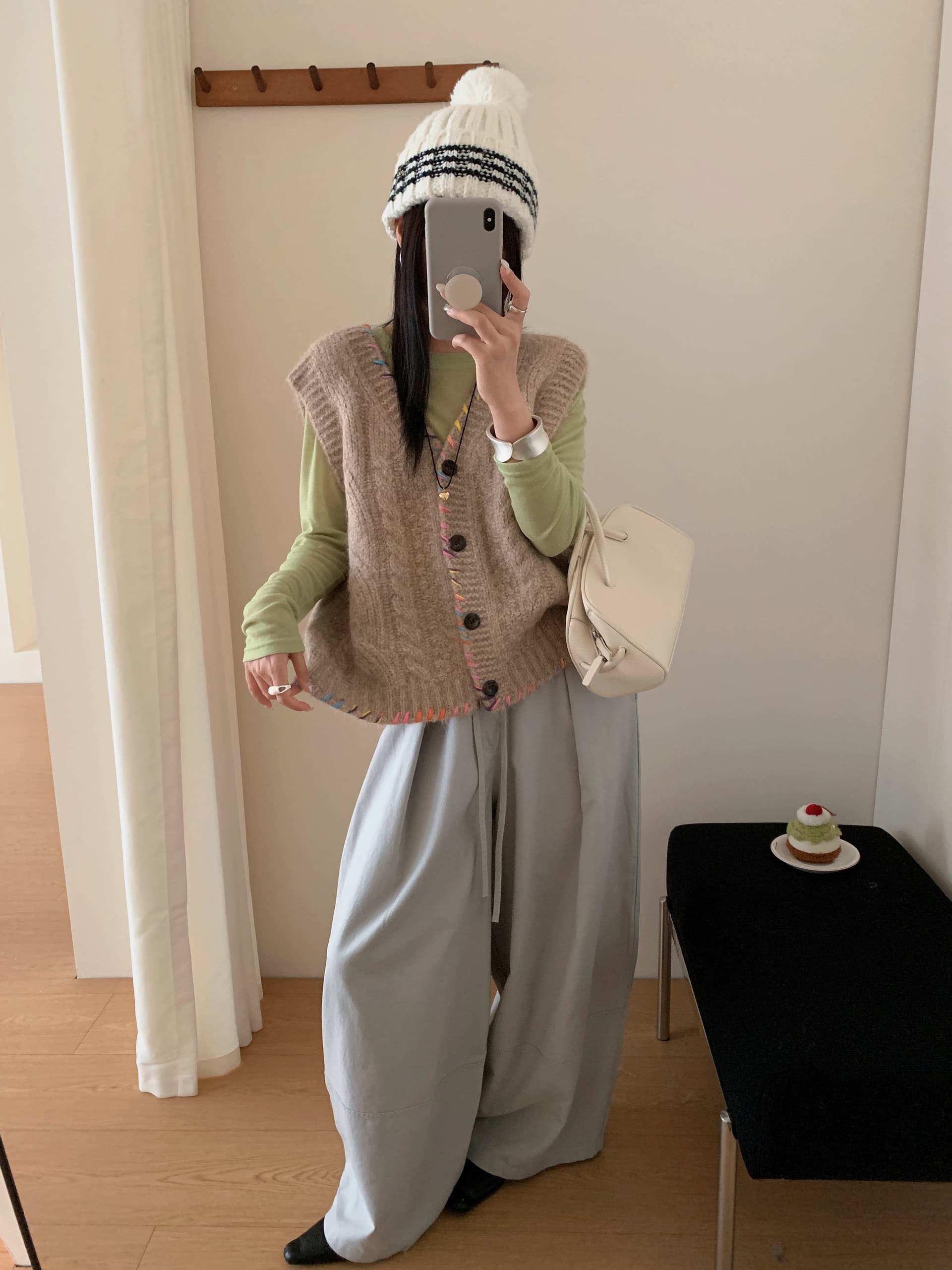 있음 선적 실사 한국 chic 가을 새로운 한 부서 색상 번개 루즈핏 베스트 재킷 상세 이미지 6
