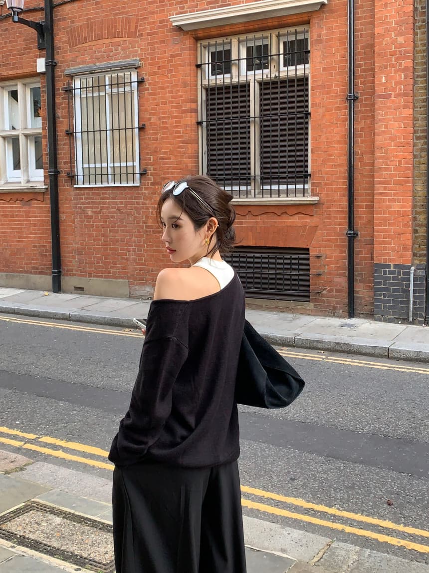 있음 선적 사이즈 업데이트 한국 chic 가을 겨울 디자인 섹션 V넥 루즈핏 느긋한 스웨터 투피스 조끼 상세 이미지 63