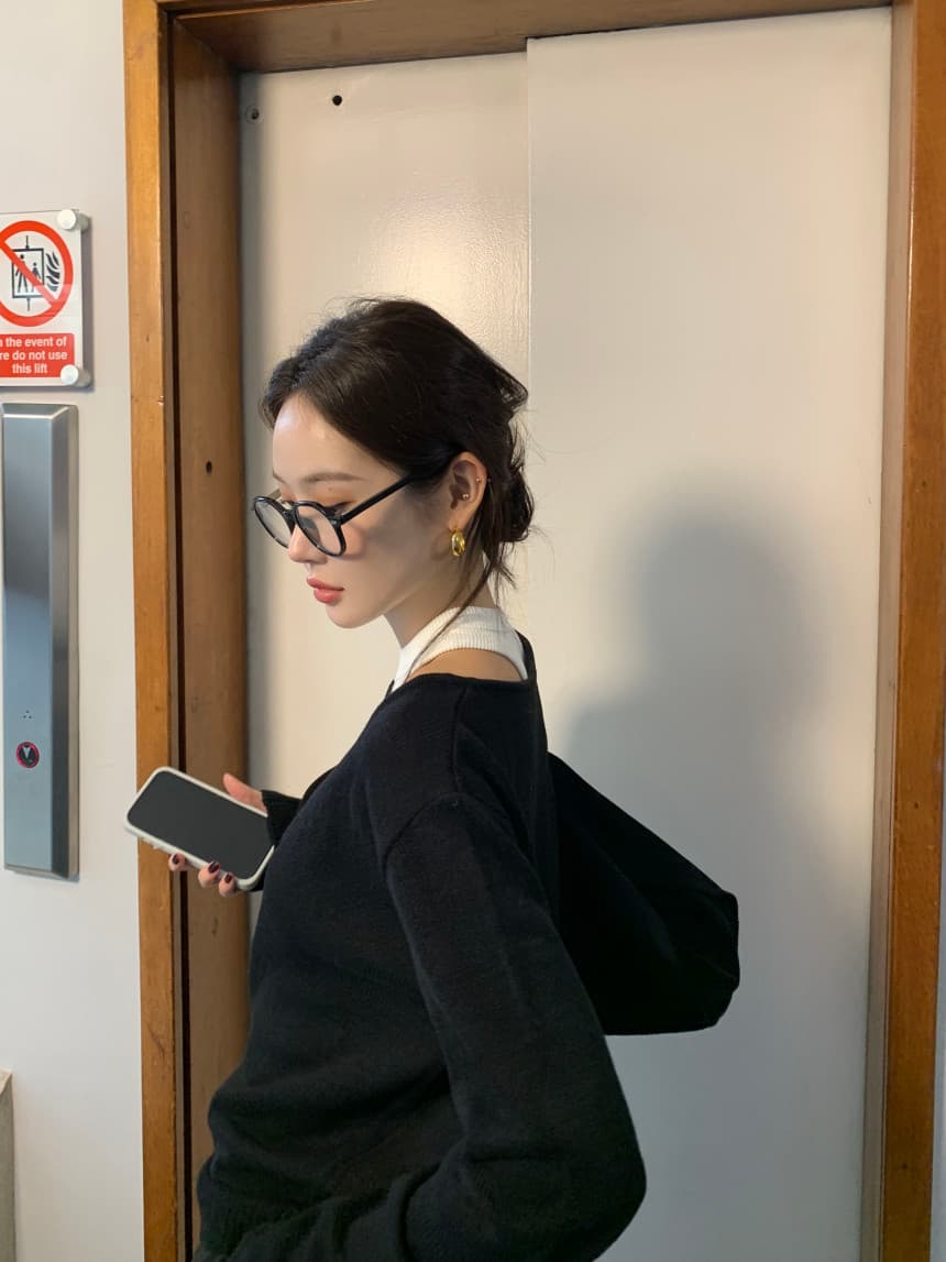 있음 선적 사이즈 업데이트 한국 chic 가을 겨울 디자인 섹션 V넥 루즈핏 느긋한 스웨터 투피스 조끼 상세 이미지 75