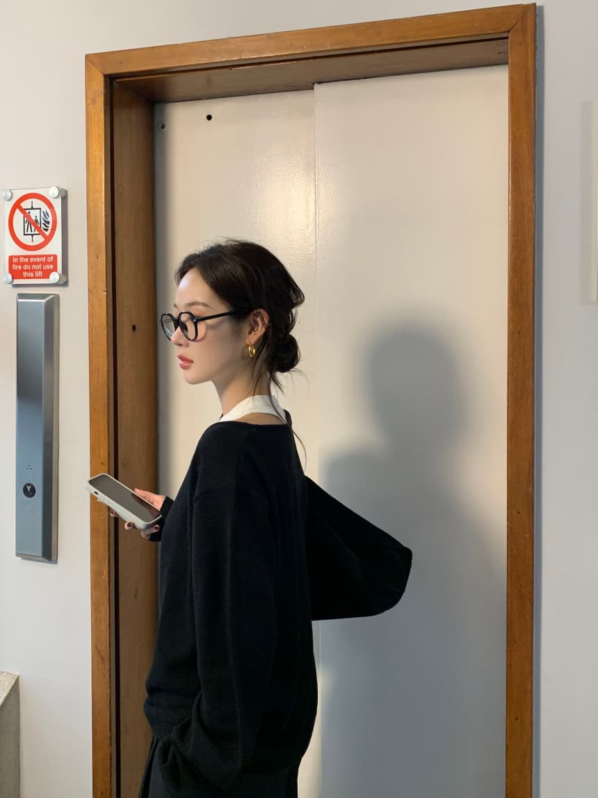 있음 선적 사이즈 업데이트 한국 chic 가을 겨울 디자인 섹션 V넥 루즈핏 느긋한 스웨터 투피스 조끼 상세 이미지 76