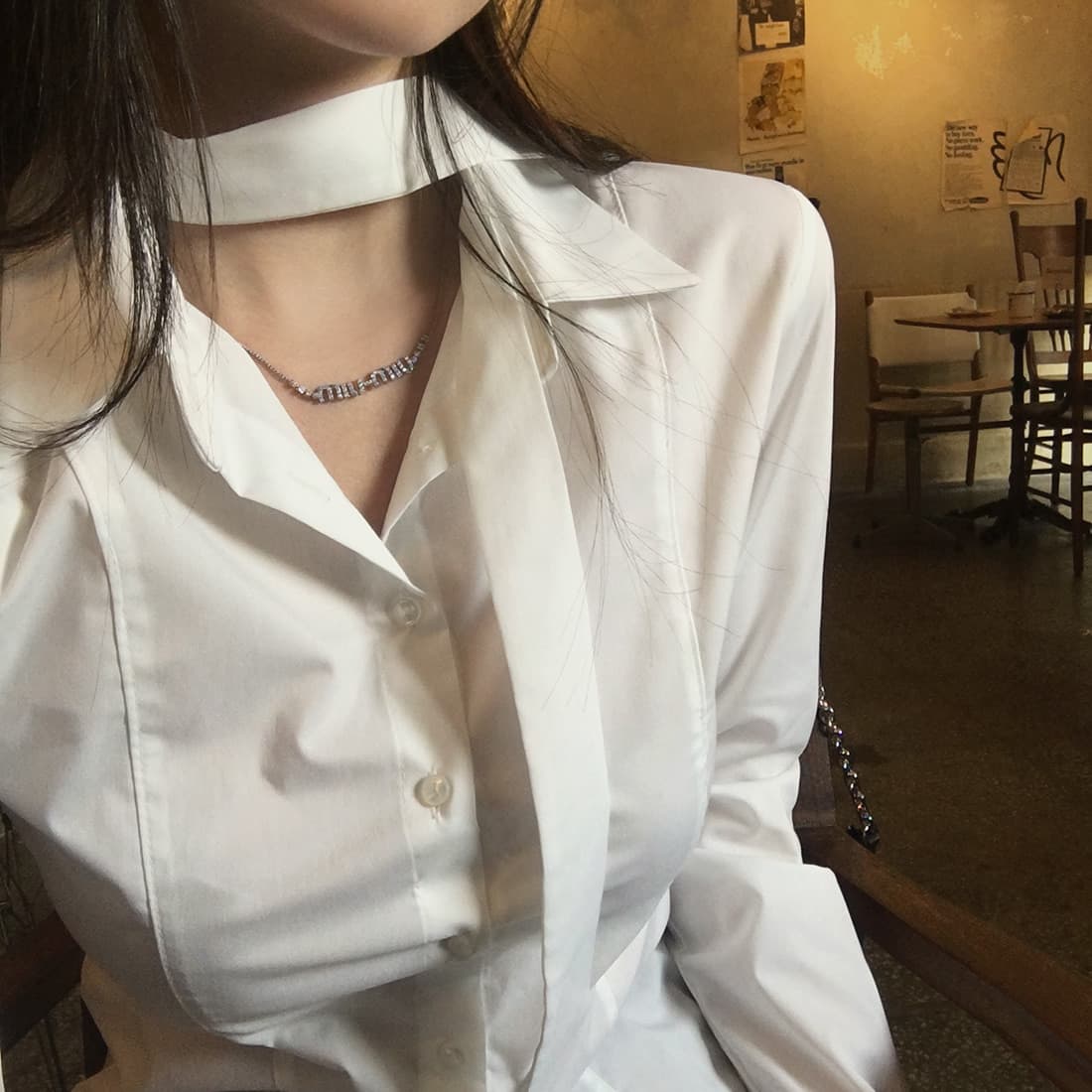 있음 선적 사이즈 업데이트 한국 chic 가을 신제품 프랑스식 행침 목 학원 스타일 슬림해 보이는 다용도 셔츠 상세 이미지 8