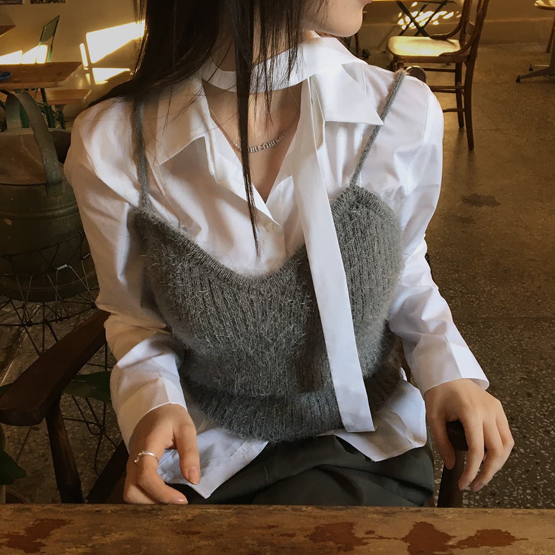 있음 선적 사이즈 업데이트 한국 chic 가을 신제품 프랑스식 행침 목 학원 스타일 슬림해 보이는 다용도 셔츠 상세 이미지 32