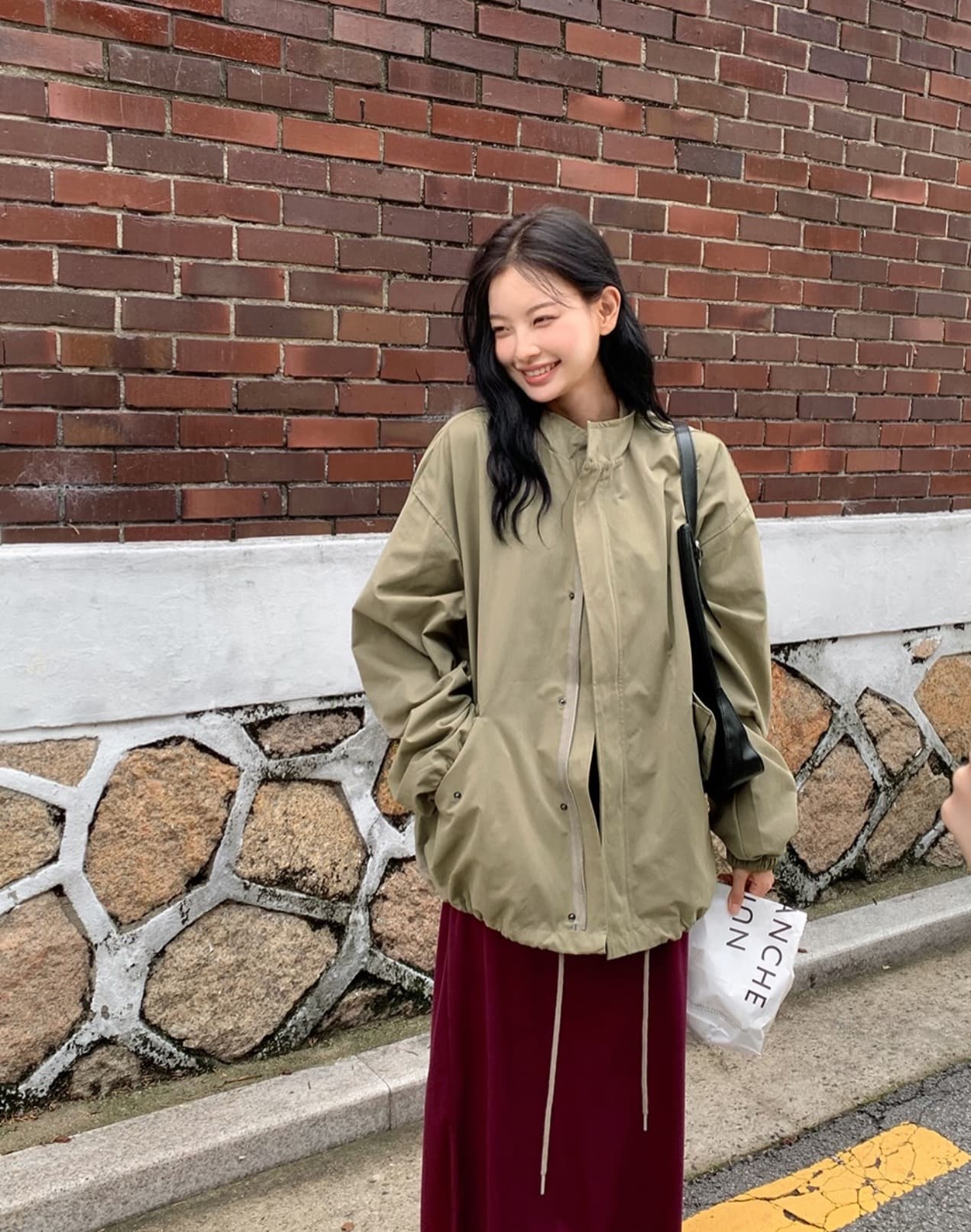 한국 chic 가을 겨울 새로운 레트로 스탠드 칼라 연령 감소 루즈핏 의류 펌프 로프 재킷 상세 이미지 3