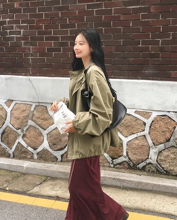 한국 chic 가을 겨울 새로운 레트로 스탠드 칼라 연령 감소 루즈핏 의류 펌프 로프 재킷 상세 이미지 4